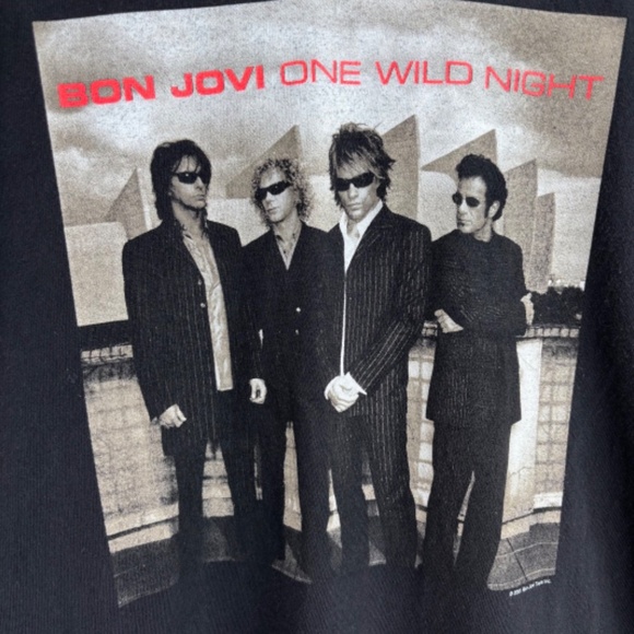 Vintage Single Stitch Bon Jovi Tour Shirt M One Wild Night 100% Cotton 2001 - Picture 2 of 11